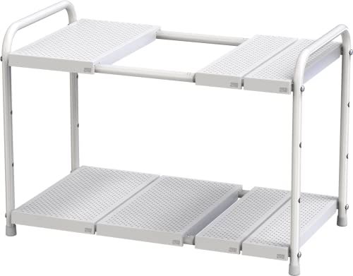 Deco Brothers Under Sink 2 Tier Expandable Shelf Organizer, White - color: White