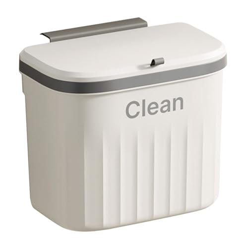 Wall Mounted Trash Can Bin with Lid Waste Bin 8.5/12L Kitchen Hanging Trash Bin Garbage Recycle Dustbin Rubbish Bins Garbage Basket for Bathroom, White, large