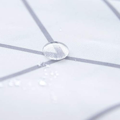Luxury Shower Curtain Liner for Bathroom Water Repellent Fabric Washable Cloth (Hotel Quality, Friendly, Heavy Weight Hem) with White Plastic Hooks - 54" x 78", Stall White Arrow - color: White Arrow, size: 54"W x 78"L (Pack of 1)