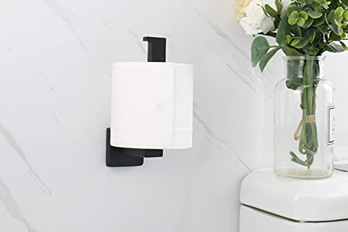 TocTen Toilet Paper Holder-Bathroom Tissue Holder Fit Big Roll Paper, Made of Thicken SUS 304 Stainless Steel, Square Paper Roll Holder Wall Mount Suitable for Bathroom, Kitchen, Office (Black, 6.5) - color: Black-square