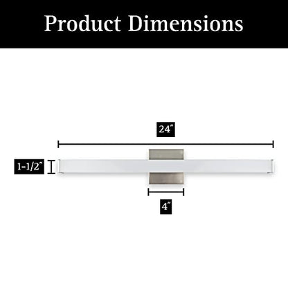 Ultralux Slim LED Vanity Light Bar - Wall Mounted LED Light Bar - TRIAC Dimmable, Modern Bathroom Light Fixture - 14.5 W, 3000K, Bright LED Vanity Mirror Light - (24 inch - 1 Pack, Brushed Nickel) - color: Brushed Nickel