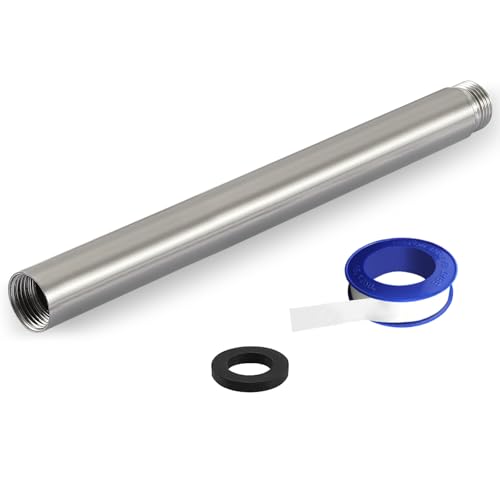 Shower Extension Arm, Solid Stainless Steel Shower Pipe Extension with Teflon Tape and Washer, For Lowering or Extending Showerhead (10 Inch, Brushed Nickel) - color: Brushed Nickel, style: 10 Inch