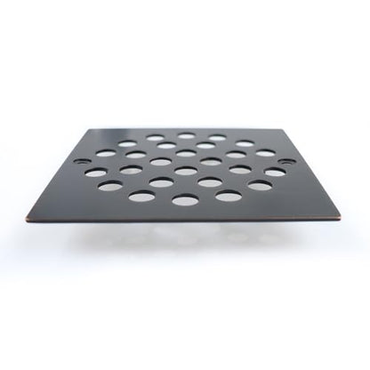 4 Inch Square Screw-in Shower Drain Cover Oil Rubbed Bronze | 304 stainless steel, large flow anti-clog structure, replaceable grate with matching screws for bathroom floor drain - color: Oil Rubbed Bronze
