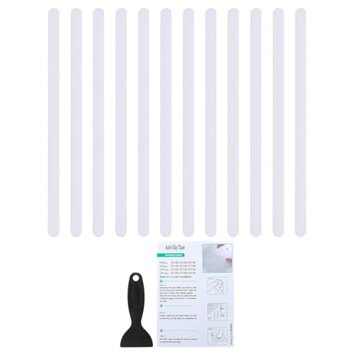 PATIKIL Bathtub Non Slip Stickers 14.96x0.79 Inch, 12 Pack Safety Shower Floor Anti Slip Stickers with Adhesive Decals Scraper for Bath Tub Shower Floor Stair, White - color: White, size: 38x2 cm/14.96x0.79"