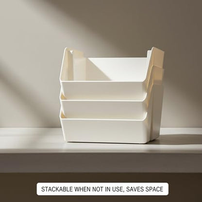 Wall Mounted Storage Organizer Bins, Shower Caddy Kitchen Shelf Floating, Space Saving Shelves Box with Adhesive Pads, Stackable Organizer for Bathroom、Office、Snacks、Refrigerator、Countertops