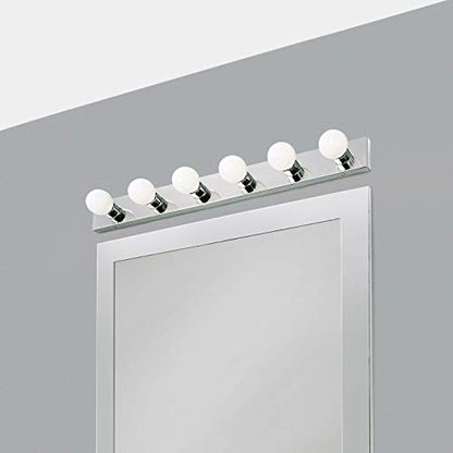 Design House Vanity Lights, 6 Linear Lights, Dimmable, Horizontal or Vertical Use, Uses (6) 60W Bulbs, For Bathroom/Makeup Vanity, Polished Chrome, 36.0 in. L x 4.33 in. H x 2.0 in. D, 500942 | Dimmable, Wall Mount, Contemporary/Modern, Steel, Lighting, 5