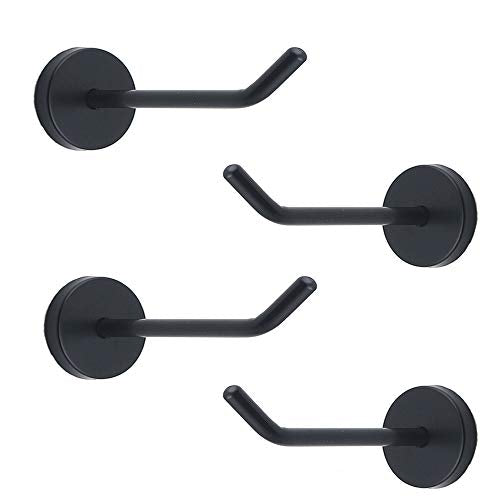 Classic Black Stainless Steel Heavy Duty Coat Hook, Durable Robe Hanger Wall Mount Hook, Perfect Touch Your Bathroom, Bedroom, Closets, Wardrobe, Kitchen (5", 4 PCS) - size: 5", 4 PCS
