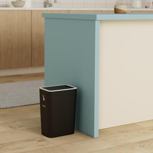 XPIY Trash Can with Lid, 2 Pack 4 Gallons/15 Liters Garbage Can | Small plastic waste basket with press top, dog proof design for bathroom|kitchen|bedroom|office use. (Black) - color: BlackBlack