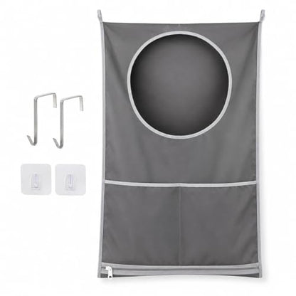Hanging Laundry Hamper Bag with Over Door Hooks & Adhesive Hooks,Wall Mount Dirty Clothes Storage Basket with Bottom Zipper,Waterproof Oxford Fabric Door Hanging Laundry Bag for Towels Toys Blankets S