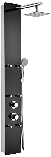 ANZZI Melody 59" Body Massage 6 Jetted Shower Panel System In High Gloss | Swiveling Overhead Showerheavy Rain Water Pressure, 59 6 In Black Waterfall Head Multi Function Tower, Black Finish - color: Matte Black, style: 6 Jets