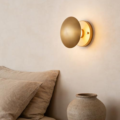 Modern Gold Mushroom Wall Sconces, Globe Spherical Wall Lamp | Mid Century, Small Brass Vanity, Single Ball Lights Fixture, Contemporary Milk Glass - color: Gold, size: 1 Heads