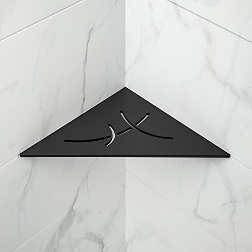 Corner Shower Shelf 10" Triangular Heavy Duty Shelf | 304 Stainless Steel, Recessed Corner Bathroom Shelf for Tiled Wall - color: Matte Black, size: 10"-1 Pack