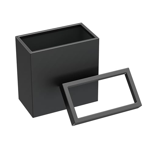 Gatco Small Bathroom Trash Can with Lid, Rectangle 3 Gallon Stainless Steel Wastebasket, Under Sink, Matte Black, for Bathroom, Bedroom, Office (1918) - color: Matte Black