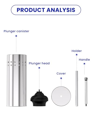 DOWRY Toilet Plunger with Holder for Bathroom | Hidden Toilet Bowl Cleaners Long Handle with Cover Powerful Force Suction Cup Heavy Duty Deep Cleaning Chrome 18.7In - color: Chrome