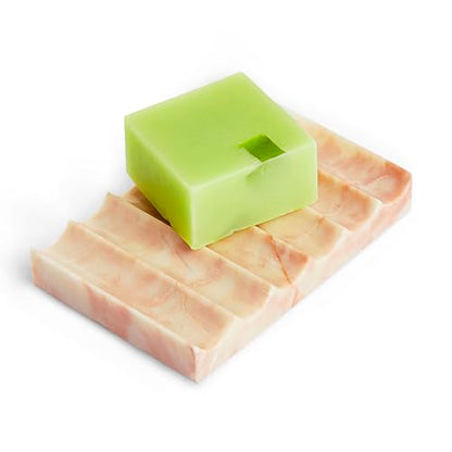 Luxurious Marble Soap Dish Jewelry Ring Tray - Rectangle Stone Soap Tray & Saver for Shower – Self Draining Soap Holder for Bathroom, Kitchen, Beige Travertine (Pink/Cream Rose) - color: Pink/Cream Rose