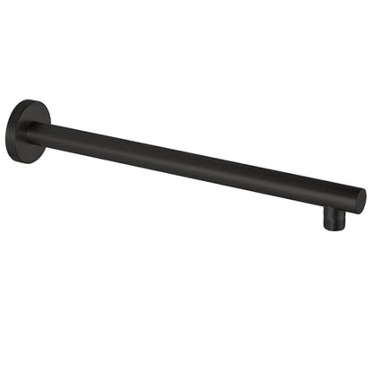 Voolan 15" Round Shower Arm with Flange and Teflon Tape, Extension Shower Head Arm for Bathroom Fixed Shower Head, Solid Stainless Steel, Wall Mounted (Matte Black) - color: Matte Black, style: 15 Inch