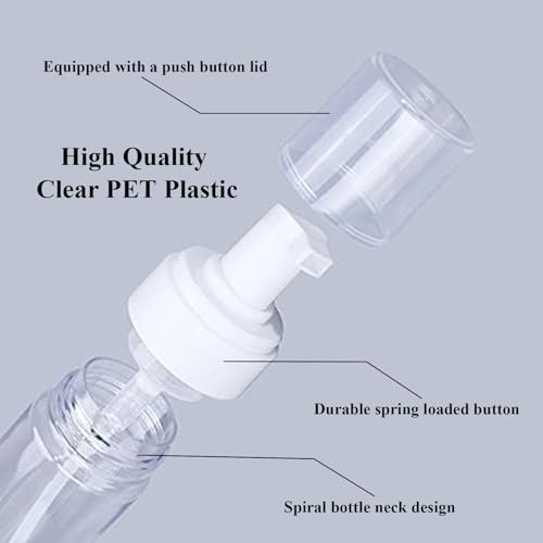 Foam Pump Bottles 2 Pack (200ml/7oz) - Combofix Refillable Foam Dispenser Bottles for Foaming Hand Soap, Facial Cleanser & Castile Soap, Clear Plastic Travel Toiletry Containers - size: 200ml-2pcs