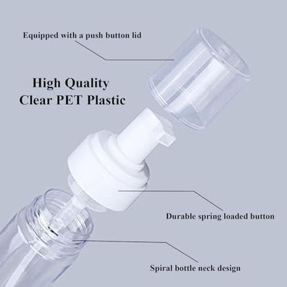 Foam Pump Bottles 2 Pack (200ml/7oz) - Combofix Refillable Foam Dispenser Bottles for Foaming Hand Soap, Facial Cleanser & Castile Soap, Clear Plastic Travel Toiletry Containers - size: 200ml-2pcs
