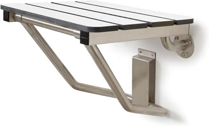 32" x 15" Phenolic White 3” Slats Folding Wall Mount Shower Seat Bench, ADA Compliant - color: White, size: 32"