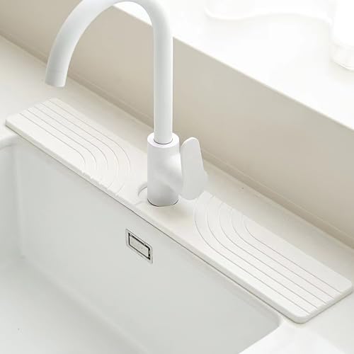 Diatomite Sink Mat – Fast-Drying, Absorbent Kitchen & Bathroom Sink Tray, Splash Guard, Moisture Protector (white, 23.6" x 4") - color: White, size: 23.6" x 23.6"