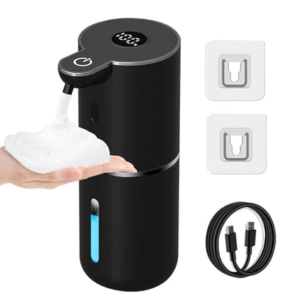 OHIFAST Automatic Foaming Soap Dispenser Touchless, USB Rechargeable Smart Hand Soap Dispenser, 6-Level Adjustable, 12.8oz/380mL, Compatible with Thick Thin Dish Soap for Bathroom Kitchen-Black - color: Black, style: Foam