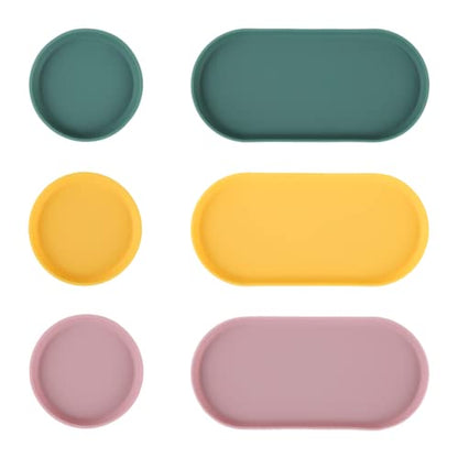 Blue Ginkgo Mini Silicone Trays – Set of 6 Easy-Clean Organizers for Bathroom, Kitchen, Desk, Vanity, and Cosmetics (Green, Yellow, Pink) - color: Green