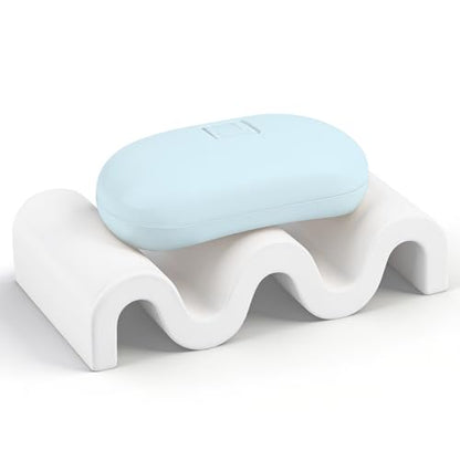 Diatomite Soap Dish Bar Soap Holder Wave Texture Sponge Tray, White | Quick Drying, Self Draining Design Helps Keep Bar Soap Dry for Bathroom Sink, Shower & Kitchen - color: White