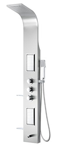 ANZZI Shower Panel Tower, Field 58 Inch Long Turbo High Pressure Shower | Handheld Sprayer Type Free Reign Euro Grip With 60 Reach, Includes One 1 Mesa Full Body One 1 Heavy Rain Head