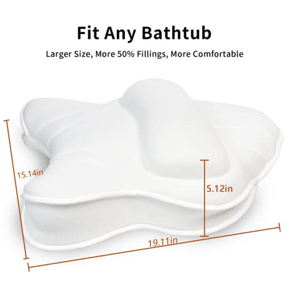 Extra Thick Large Bath Pillow with Neck,Back,Head Support for Bathtub | Soft 3D Mesh Fabric＆Quick Dry, Fits All Tubs, Bath Soaking Accessories, Spa Gifts, White(19''x15'') - size: White(19''x15'')