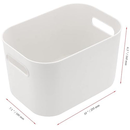 JOIKIT 6 Pack White Storage Bins with Handles, 10 x 7 x 6.3 Inch White Bathroom Kitchen Organizer Bin, Plastic Vanity Storage Bins Container Under Bed Sink for Hand Soap, Towels, Bath Balls - size: 6PCS with Handles