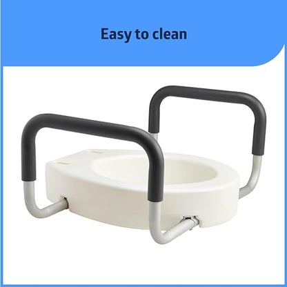 Medline Standard Toilet Seat Riser with Arms, 3.5-Inch Height, 400 lb Weight Capacity - Comfortable & Secure Bathroom Aid for Elderly & Disabled