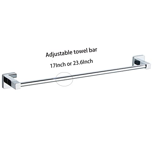 Chrome Bathroom Hardware Set 4 Pieces,Bathroom Accessories Set Stainless Steel Wall Mounted, Hand Towel Bar, Towel Ring, Robe Towel Hooks,Toilet Paper Holder,Towel Bar Set, 23.6 Inch - color: Chrome, size: 23.6Inch
