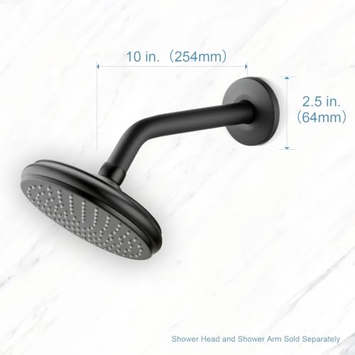 OFFO Shower Arm with Flange, 10 in Wall Mount Replacement Angle Shower Head Arm Wall-Mounted For Fixed Shower Head & Handheld Showerhead, Matte Black - color: Matte Black, style: 10 in
