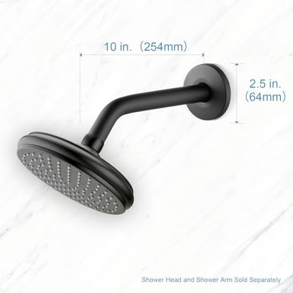 OFFO Shower Arm with Flange, 10 in Wall Mount Replacement Angle Shower Head Arm Wall-Mounted For Fixed Shower Head & Handheld Showerhead, Matte Black - color: Matte Black, style: 10 in