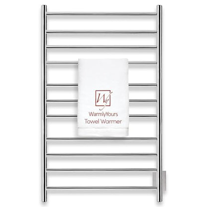 WarmlyYours Malta Heated Towel Rack, 11 Bars, Polished Steel - color: Polished Stainless Steel (11 Bars)