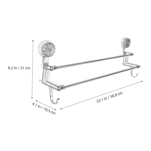 Simple Elegant Suction Cup Towel Rack No Drill Double Pole Bathroom Wall Mount Towel Holder Dryer Shoe Rack