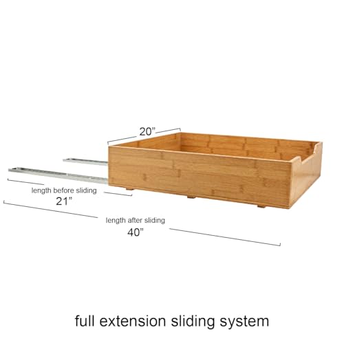 Household Essentials Glidez Bamboo and Steel Pull-Out/Slide-Out Storage Organizer for Under Cabinet Use - 1-Tier Design - Fits Standard Size Cabinet or Shelf, Natural - size: 20", style: Single Tier