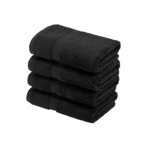SUPERIOR Egyptian Cotton Plush & Absorbent, Hand Towel Set of 4, Black | Quick Dry, Soft Luxury Towel Set, Bath Essentials for Bathroom, Guest Bath, Spa, 4 Piece Set, Madeline Towels - color: Black, size: Hand Towel 4-Pack