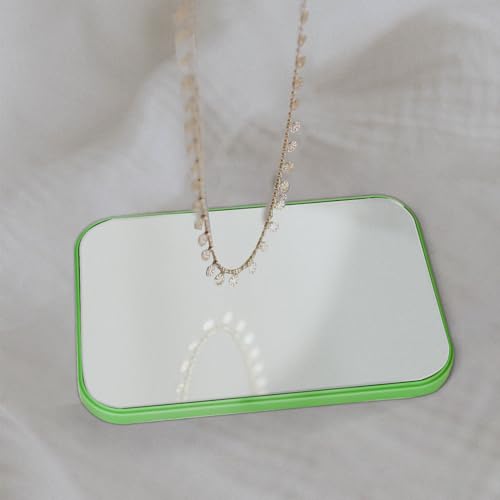 2Pcs Table Desk Vanity 8-Inch Makeup Mirror, Simple Portable Travel Mirror with Stand, Standing and Wall Hanging Dual-use Green - color: 2pcs-green