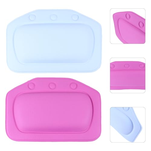 HOMSFOU 2pcs Non-Slip PVC Foam Bathtub Cushion Bath Pillow with Suction Cups, Tub Head Support for Home Shower and Spa Bath, Random Color Bathroom Accessories