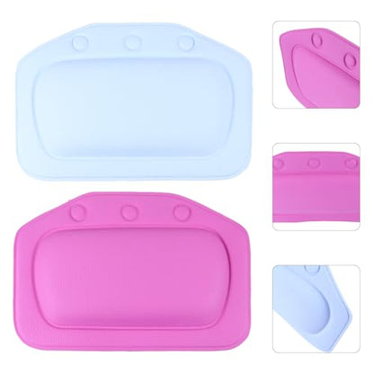 HOMSFOU 2pcs Non-Slip PVC Foam Bathtub Cushion Bath Pillow with Suction Cups, Tub Head Support for Home Shower and Spa Bath, Random Color Bathroom Accessories