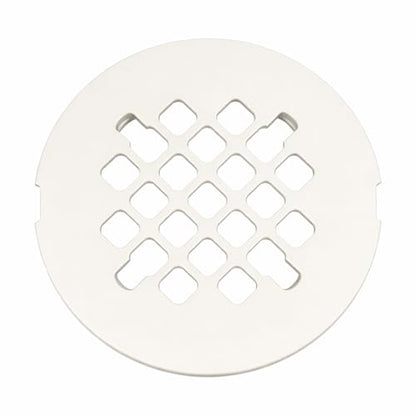 4 ¼” White Snap-in Shower Drain Cover - Stainless Steel Replacement - 4.25" OD Shower Drain Strainer - Easy Install - Premium Round Shower Drain Cover - Solid Brass Construction - color: White