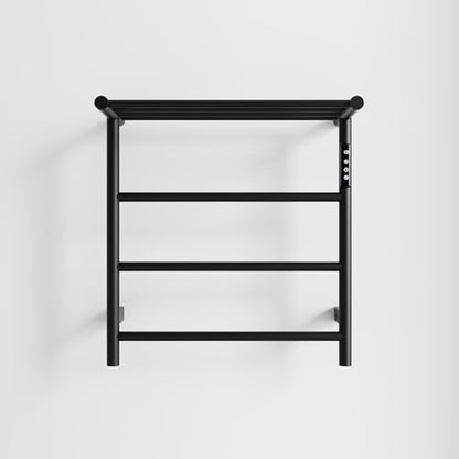 Towel Warmers for Bathroom, Stainless Steel Heated Towel Racks with Top Shelf, Wall Mounted Towel Heater with Intelligent Touch Screen Timer & Temperature Adjustment, Plug-in/Hard-Wired, Black - color: Black, size: 3-Bar with Top Shelf