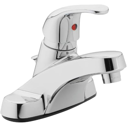 30-B410-AV Single Handle Bathroom Faucet | 1.2 GPM Flow, 3-Hole, Low-Arc Spout, Washerless Cartridge, Metal Construction, Deck Mount, Pop-Up Drain, Vanity Faucet - color: Polished Chrome Single Handle, size: (Pack of 1)