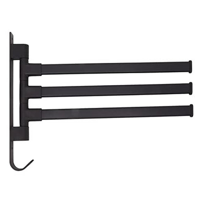 Swivel Towel Rack, Wall Mounted Aluminum Matte Back Towel Bar, Towel Holder with Bottom Hook and Multi Arms for Coats, Clothes, Handbags, Umbrellas(3 Rods) - color: 3 Rods