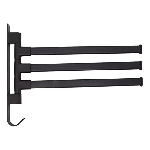 Swivel Hand Towel Bar, Swing Arm Towel Rack, 4-Arm Wall Mounted Bathroom Holder with Heavy Duty Aluminum, Rustproof & Matte Black Finish, Ideal for Bathroom (3 Arms) - color: 3 Arms