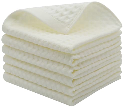 Mia'sDream Cotton Waffle Wash Cloths, 6 Pack, 13" x 13", Beige | Soft Washcloths,Thin Wash Cloths For Showering Face, Quick Drying Face Cloths, Small Hand Towels for Bathroom & Kitchen - color: Beige (Washcloth: 13" X 13")