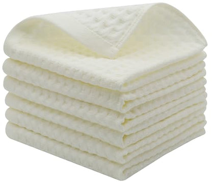 Mia'sDream Cotton Waffle Wash Cloths, 6 Pack, 13" x 13", Beige | Soft Washcloths,Thin Wash Cloths For Showering Face, Quick Drying Face Cloths, Small Hand Towels for Bathroom & Kitchen - color: Beige (Washcloth: 13" X 13")