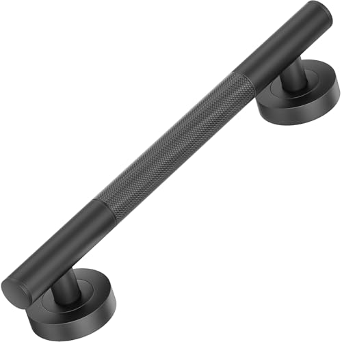 Lava Odoro Black Shower Grab Bars, 12" Stainless Steel Bathroom Safety Grab Bar, Upgrade Anti-Slip Knurling Shower Grab for Bathtub, Shower Handle for Elderly and Handicap, ADA Compliant, Matte Black - color: Matte Black, size: 12 Inch