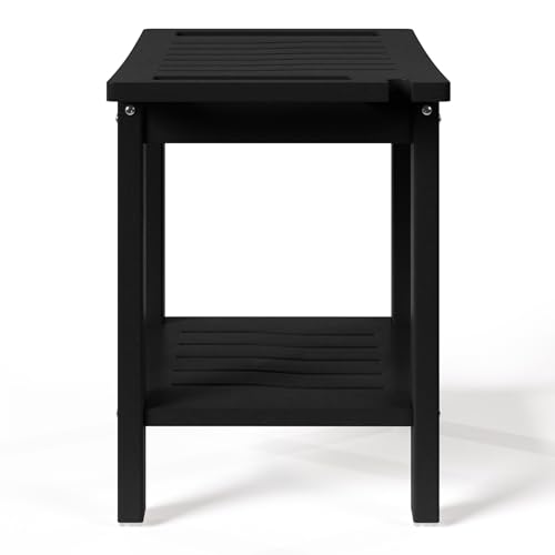 Sage HDPE Poly Plastic Waterproof Bathroom Shower Bench, Black - color: Black